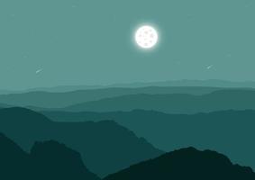 Nacht Berge mit ein voll Mond, Vektor Illustration.