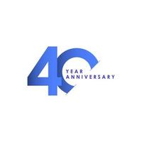 40 Jahre Jubiläumsfeier blaue Farbverlaufsvektorschablonen-Entwurfsillustration