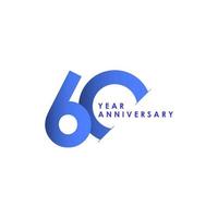 60 Jahre Jubiläumsfeier blaue Farbverlaufsvektorschablonenentwurfsillustration vektor
