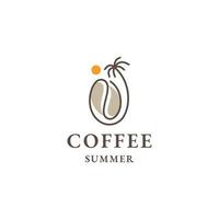 Kaffee Sommer- Strand Linie Logo Symbol Design Vorlage vektor