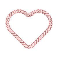 röd rep hjärta logotyp symbol isolerat på vit bakgrund. kärlek lasso sladd för hjärtans dag. vektor