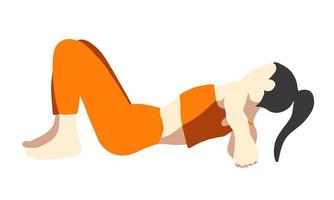 Yoga Pose. asiatisch weiblich Frau Mädchen. Vektor Illustration im Karikatur eben Stil isoliert auf Weiß Hintergrund.