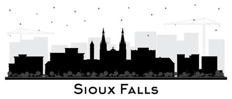 sioux falls söder dakota stad horisont silhuett med svart byggnader isolerat på vit. vektor illustration. sioux falls USA stadsbild med landmärken.