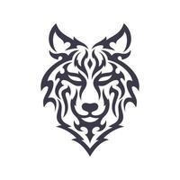 Stammes-Wolfskopf-Logo. Tattoo-Design. Tierschablonen-Vektorillustration vektor