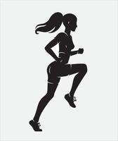 Mädchen Laufen Gehen Silhouette Vektor Illustration
