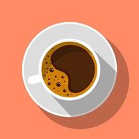 brun kaffe kopp på tallrik skugga stil vektor illustration