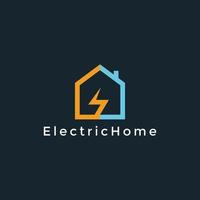 elektrisches logo, haus mit donnerbolzenkombination, elektrische design-logo-vorlage, vektorillustration vektor