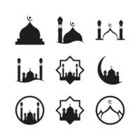 moské vektor ikoner. enkel illustration uppsättning av 9 moské element, kan vara Begagnade i logotyp, ui och webb design