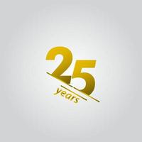 25 Jahre Jubiläumsfeier Gold Linie Vektor Vorlage Design Illustration