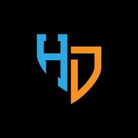 hd abstrakt monogram logotyp design på svart bakgrund. hd kreativ initialer brev logotyp begrepp. vektor