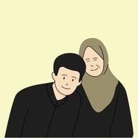 Mama und Sohn Muslim Illustration vektor