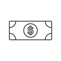 Dollar Rechnung, Banknote, Geld Kasse Symbol im Linie Stil Design isoliert auf Weiß Hintergrund. editierbar Schlaganfall. vektor