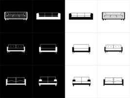 Sofa linear Möbel Symbole Satz. schwarz und Weiß. vektor