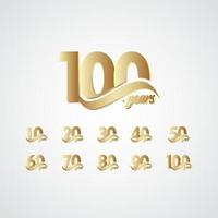 100 Jahre Jubiläumsfeier elegante Gold Logo Vektor Vorlage Design Illustration