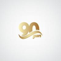 90 Jahre Jubiläumsfeier elegante Gold Logo Vektor Vorlage Design Illustration