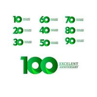 100 Jahre ausgezeichnete Jubiläumsfeier grünes Logo Vektorschablonen-Designillustration vektor