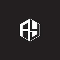 ay Logo Monogramm Hexagon mit schwarz Hintergrund Negativ Raum Stil vektor