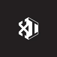 xi Logo Monogramm Hexagon mit schwarz Hintergrund Negativ Raum Stil vektor