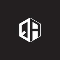 qa Logo Monogramm Hexagon mit schwarz Hintergrund Negativ Raum Stil vektor