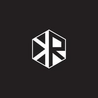 kr logotyp monogram sexhörning med svart bakgrund negativ Plats stil vektor