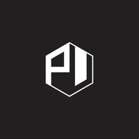 pu Logo Monogramm Hexagon mit schwarz Hintergrund Negativ Raum vektor