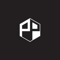 pp Logo Monogramm Hexagon mit schwarz Hintergrund Negativ Raum vektor