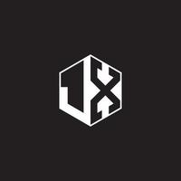 jx Logo Monogramm Hexagon mit schwarz Hintergrund Negativ Raum Stil vektor