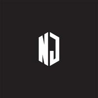 NJ Logo Monogramm mit Hexagon gestalten Stil Design Vorlage vektor