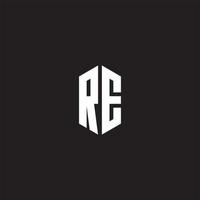 re logotyp monogram med sexhörning form stil design mall vektor