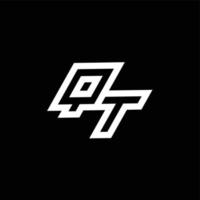 qt Logo Monogramm mit oben zu Nieder Stil Negativ Raum Design Vorlage vektor