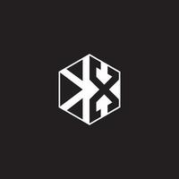 kx Logo Monogramm Hexagon mit schwarz Hintergrund Negativ Raum Stil vektor