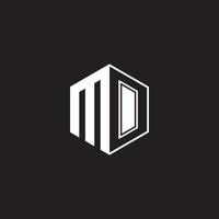 mo Logo Monogramm Hexagon mit schwarz Hintergrund Negativ Raum Stil vektor