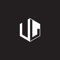 ul Logo Monogramm Hexagon mit schwarz Hintergrund Negativ Raum Stil vektor