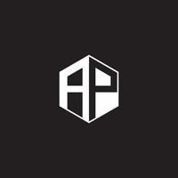 ap Logo Monogramm Hexagon mit schwarz Hintergrund Negativ Raum Stil vektor