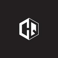 cq Logo Monogramm Hexagon mit schwarz Hintergrund Negativ Raum Stil vektor