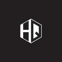 hq logotyp monogram sexhörning med svart bakgrund negativ Plats stil vektor