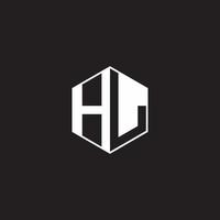 hl Logo Monogramm Hexagon mit schwarz Hintergrund Negativ Raum Stil vektor