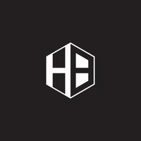 hb Logo Monogramm Hexagon mit schwarz Hintergrund Negativ Raum Stil vektor