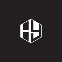 hy logotyp monogram sexhörning med svart bakgrund negativ Plats stil vektor