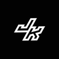 jk Logo Monogramm mit oben zu Nieder Stil Negativ Raum Design Vorlage vektor