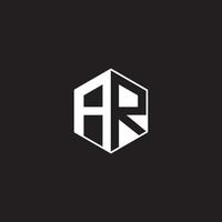 ar Logo Monogramm Hexagon mit schwarz Hintergrund Negativ Raum Stil vektor