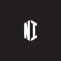 ni Logo Monogramm mit Hexagon gestalten Stil Design Vorlage vektor