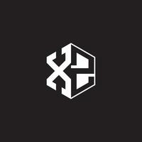 xz Logo Monogramm Hexagon mit schwarz Hintergrund Negativ Raum Stil vektor