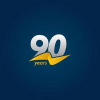 90 år årsdag firande vit blå och gul band vektor mall design illustration