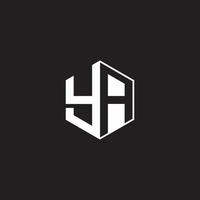 ya logotyp monogram sexhörning med svart bakgrund negativ Plats stil vektor