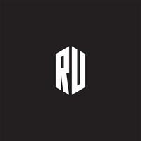 ru Logo Monogramm mit Hexagon gestalten Stil Design Vorlage vektor