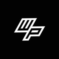 wp Logo Monogramm mit oben zu Nieder Stil Negativ Raum Design Vorlage vektor