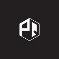 pq logotyp monogram sexhörning med svart bakgrund negativ Plats vektor