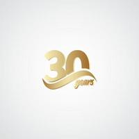 30 Jahre Jubiläumsfeier elegante Gold Logo Vektor Vorlage Design Illustration