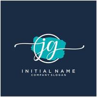 första jg feminin logotyp samlingar mall. handstil logotyp av första signatur, bröllop, mode, smycken, boutique, blommig och botanisk med kreativ mall för några företag eller företag. vektor